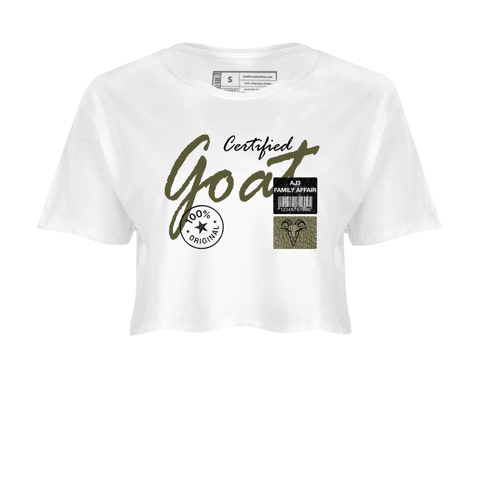 Sneaker Threads – Sneaker Threads To Match Air Jordan 3 Family Affair Shoes – Certified Goat Crop T-Shirt White 2