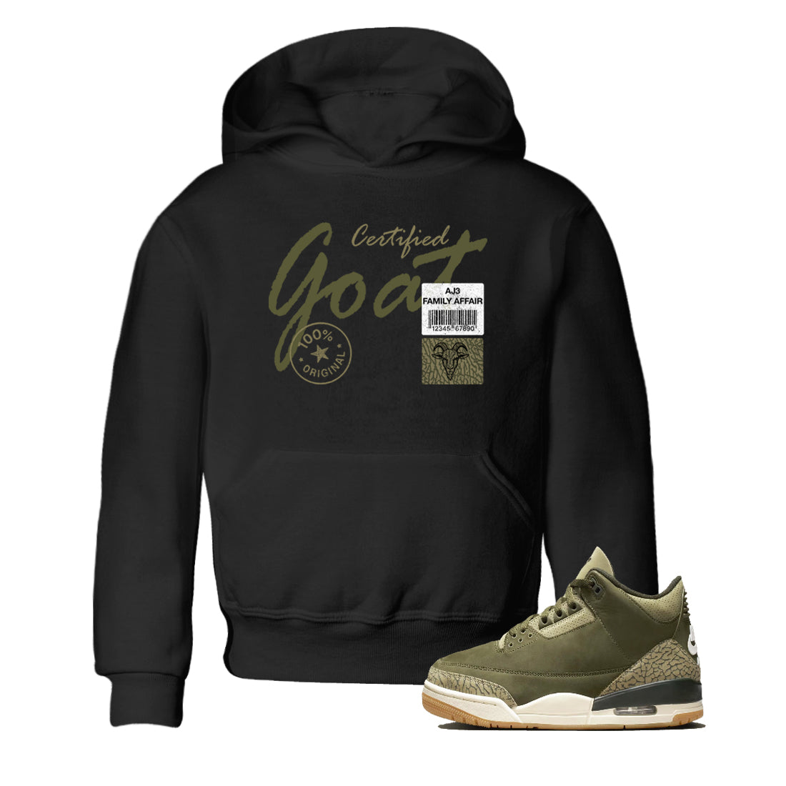 Sneaker Threads – Sneaker Threads To Match Air Jordan 3 Family Affair Shoes – Certified Goat Kids T-Shirt Black 1
