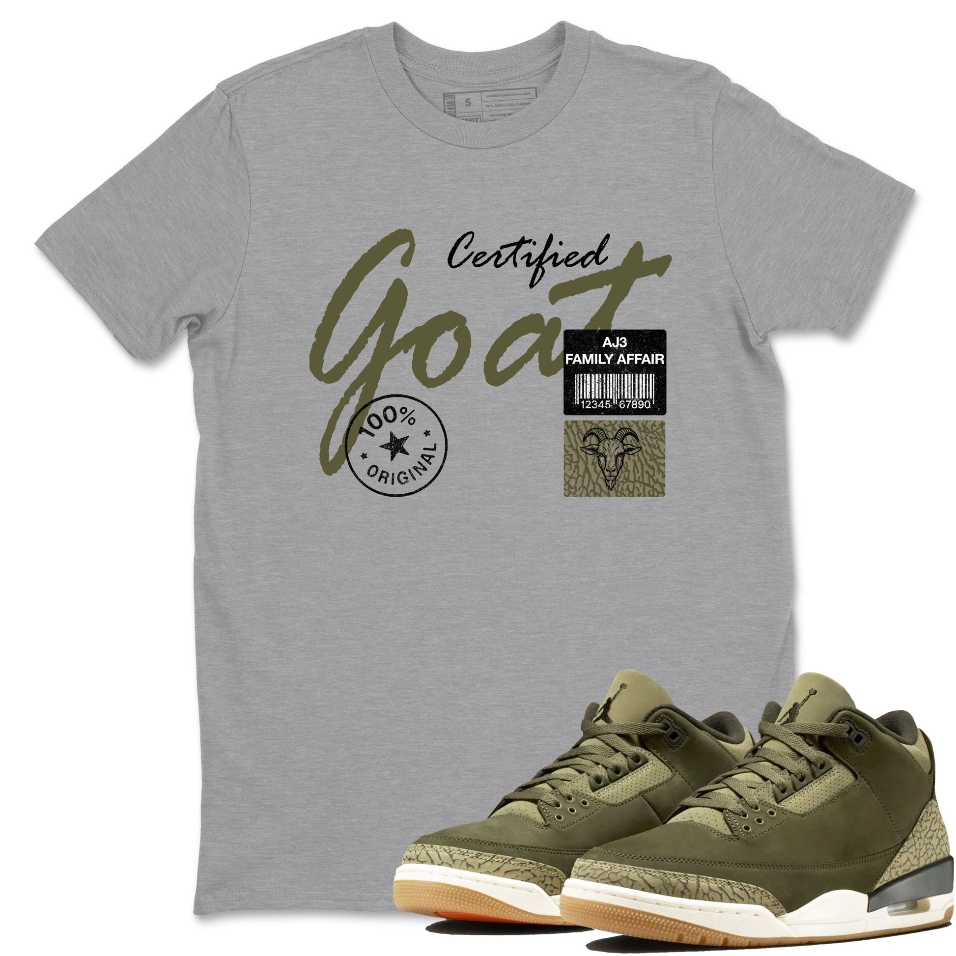 Sneaker Threads – Sneaker Threads To Match Air Jordan 3 Family Affair Shoes – Certified Goat Tee Heather Grey 1