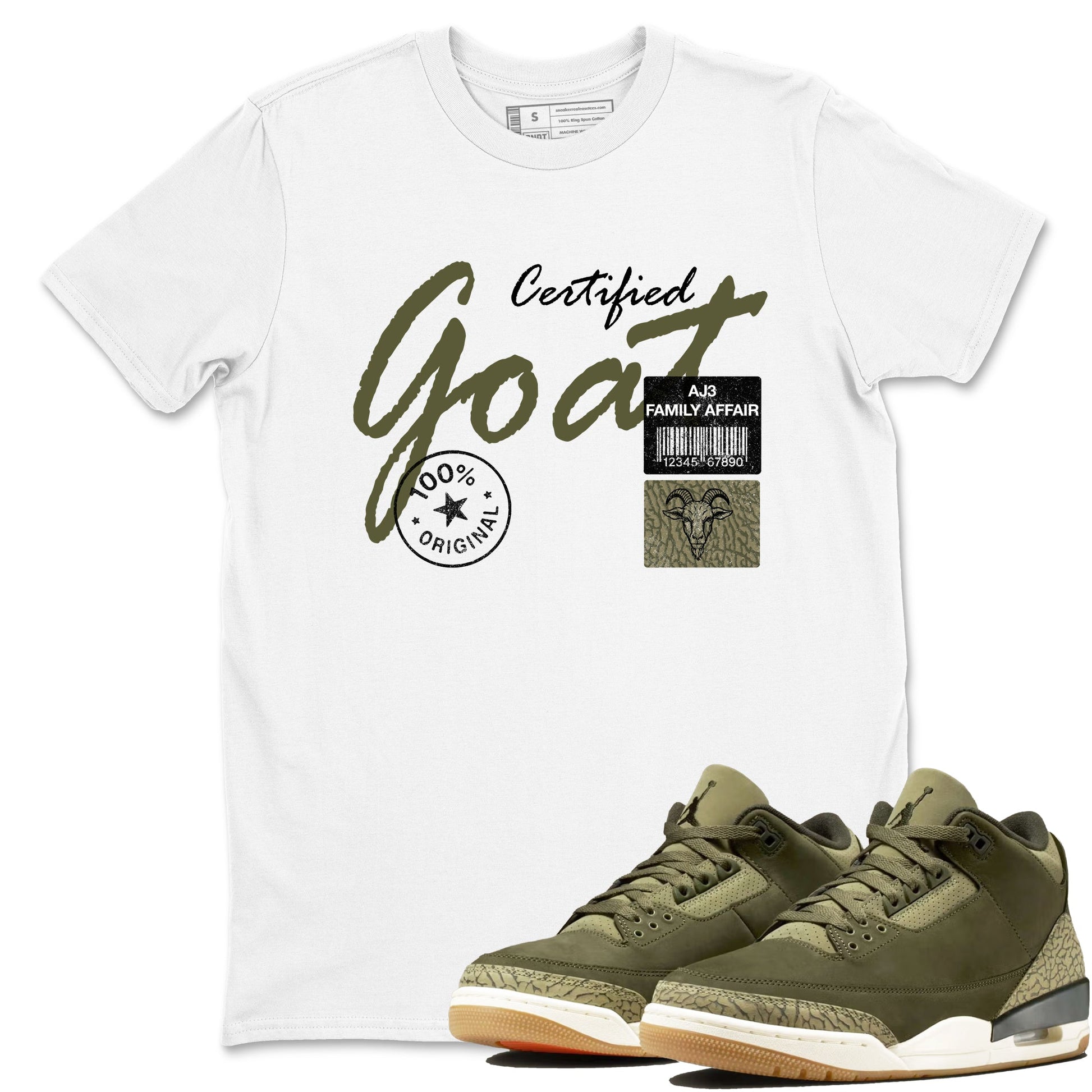 Sneaker Threads – Sneaker Threads To Match Air Jordan 3 Family Affair Shoes – Certified Goat Tee White 1