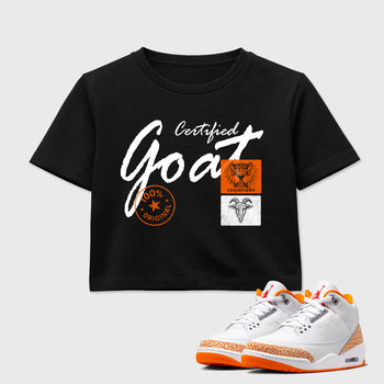 Sneaker match tees – Sneaker Tees To Match Air Jordan 3 Orange Citrus Shoes – Certified Goat Crop T-Shirt Black 1