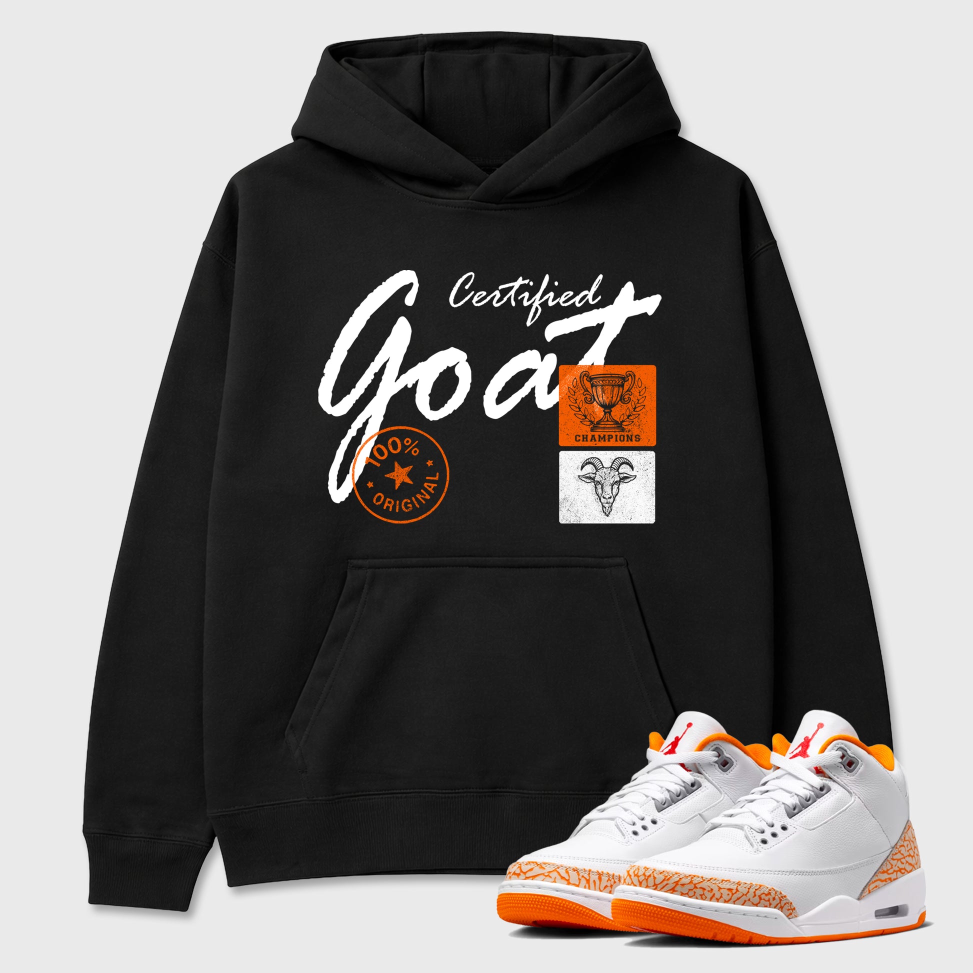 Sneaker match tees – Sneaker Tees To Match Air Jordan 3 Orange Citrus Shoes – Certified Goat Tee Black 1