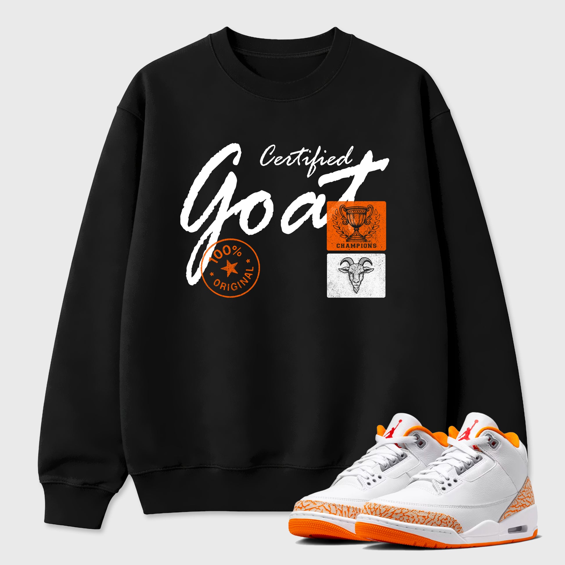 Sneaker match tees – Sneaker Tees To Match Air Jordan 3 Orange Citrus Shoes – Certified Goat Tee Black 1