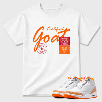 Sneaker match tees – Sneaker Tees To Match Air Jordan 3 Orange Citrus Shoes – Certified Goat Tee White 1