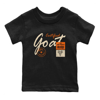 Certified Goat baby and kids t-shirt crafted for little sneakerheads to shine with the Air Jordan 3 Starfish sneakers, displayed in Black 2.