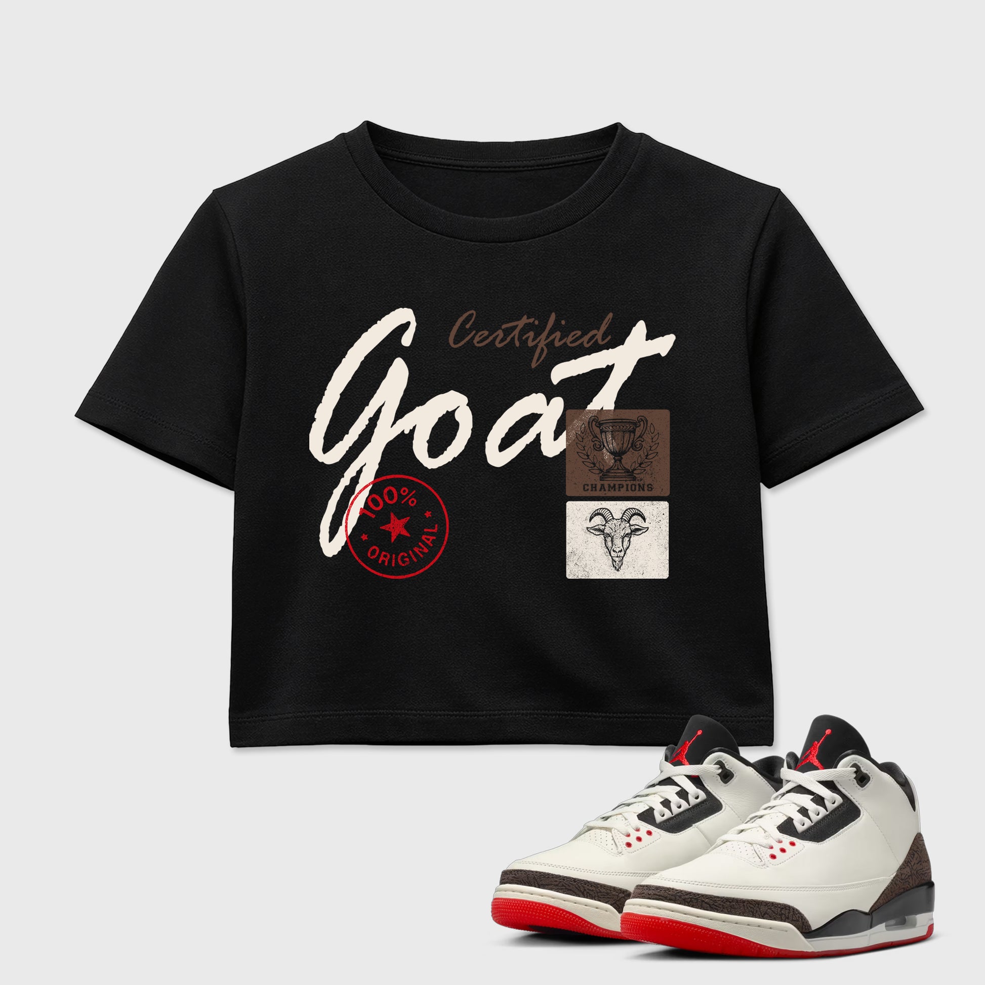 Sneaker match tees – Sneaker Tees To Match Air Jordan 3 World's Best Dad Shoes – Certified Goat Crop T-Shirt Black 1
