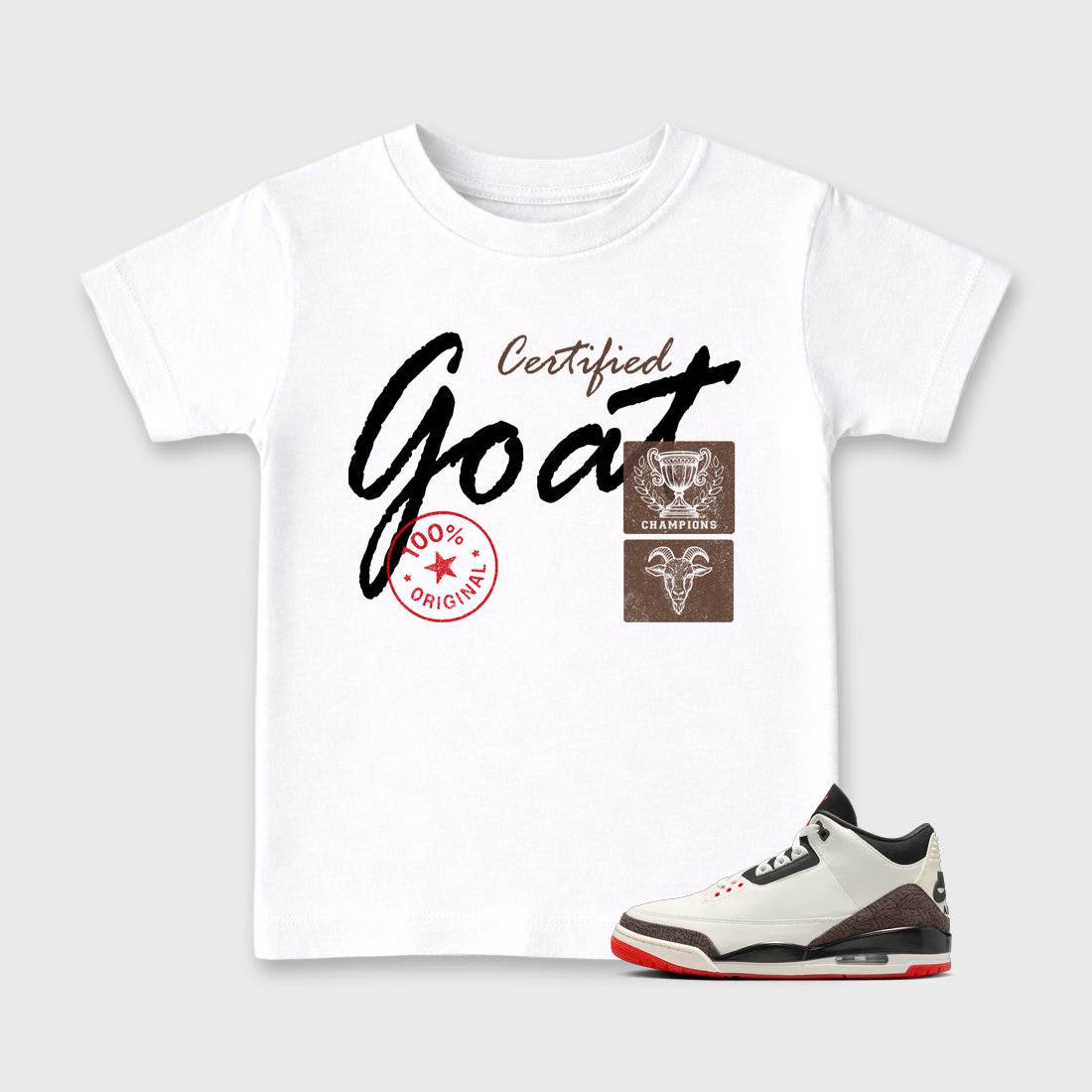Sneaker match tees – Sneaker Tees To Match Air Jordan 3 World's Best Dad Shoes – Certified Goat Kids T-Shirt White 1
