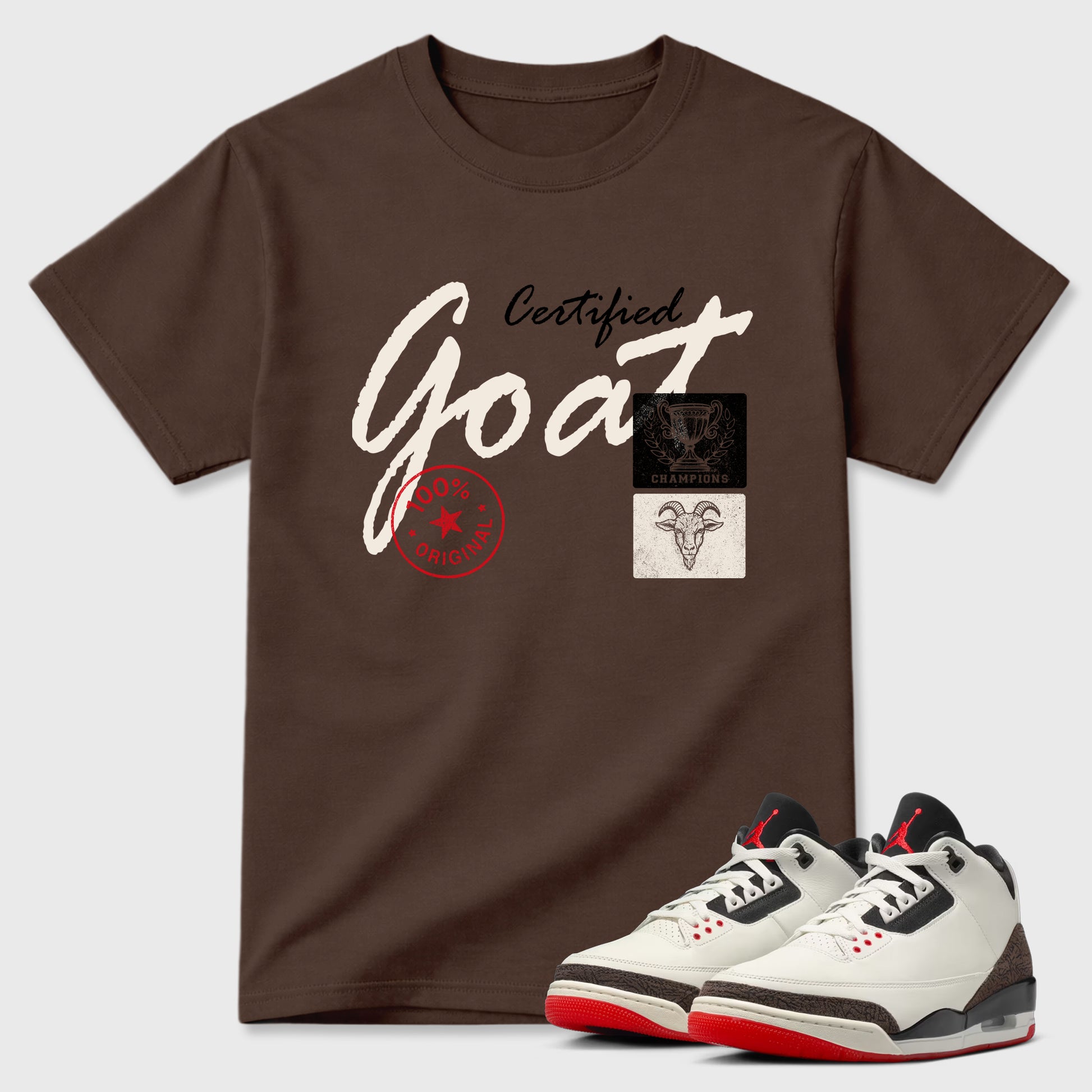 Sneaker match tees – Sneaker Tees To Match Air Jordan 3 World's Best Dad Shoes – Certified Goat Tee Dark Chocolate 1