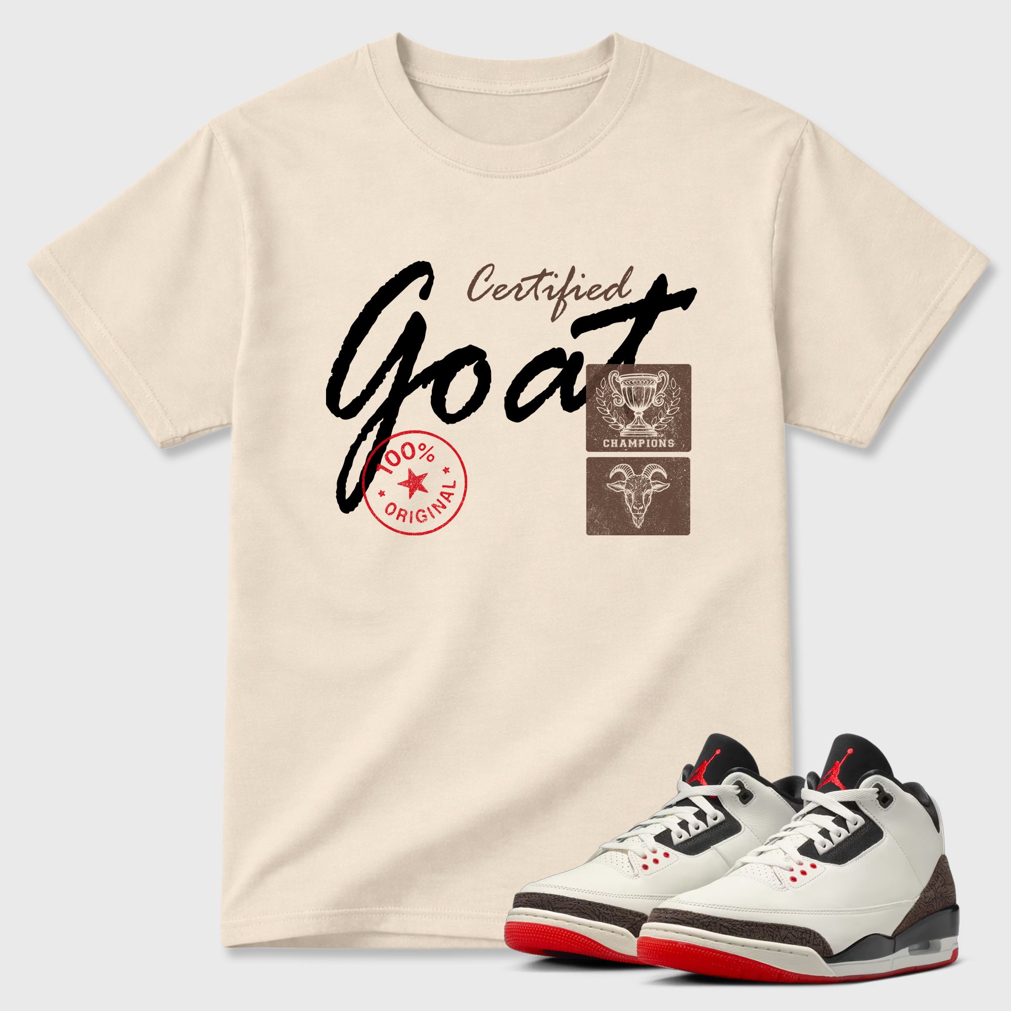 Sneaker match tees – Sneaker Tees To Match Air Jordan 3 World's Best Dad Shoes – Certified Goat Tee Natural 1