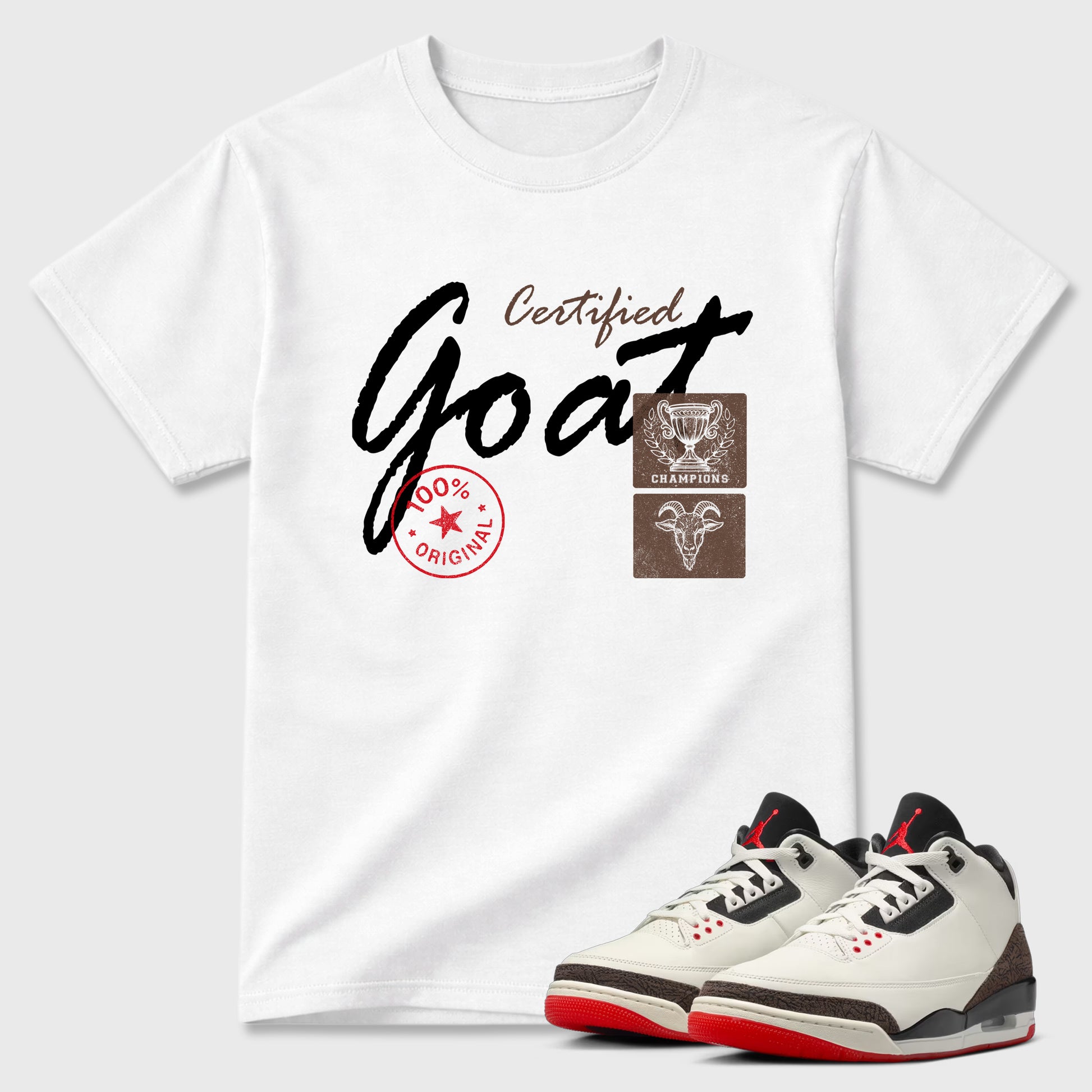 Sneaker match tees – Sneaker Tees To Match Air Jordan 3 World's Best Dad Shoes – Certified Goat Tee White 1