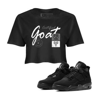 Best Sneakerfit graphic tee – Sneaker Tees To Match Air Jordan 4 Retro Black Cat Sneakers – Certified Goat Crop T-Shirt Black 1
