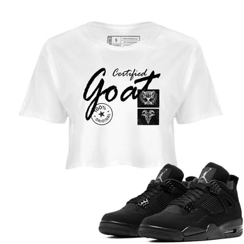 Best Sneakerfit graphic tee – Sneaker Tees To Match Air Jordan 4 Retro Black Cat Sneakers – Certified Goat Crop T-Shirt White 1