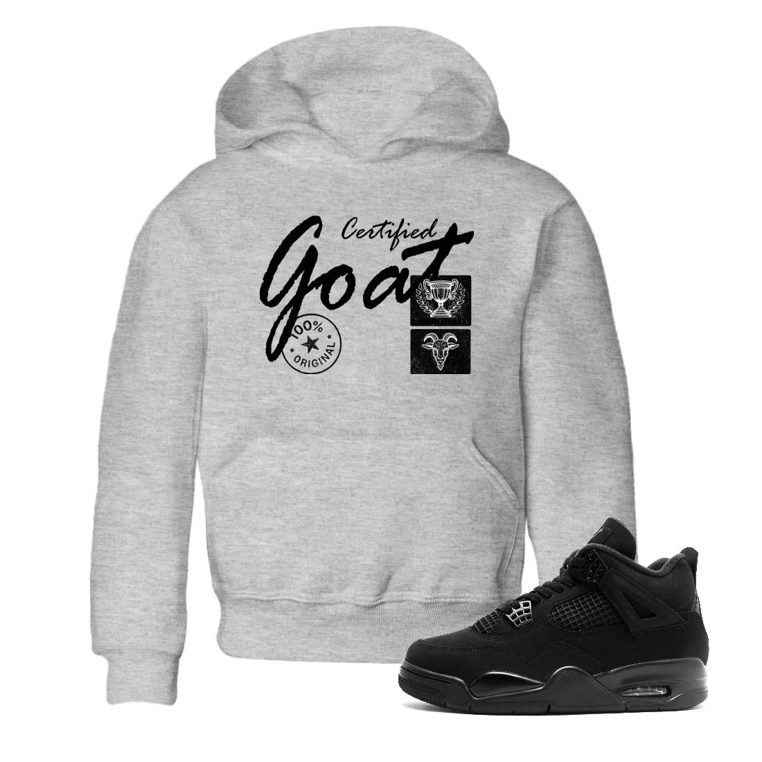 Best Sneakerfit graphic tee – Sneaker Tees To Match Air Jordan 4 Retro Black Cat Sneakers – Certified Goat Kids T-Shirt Heather Grey 1
