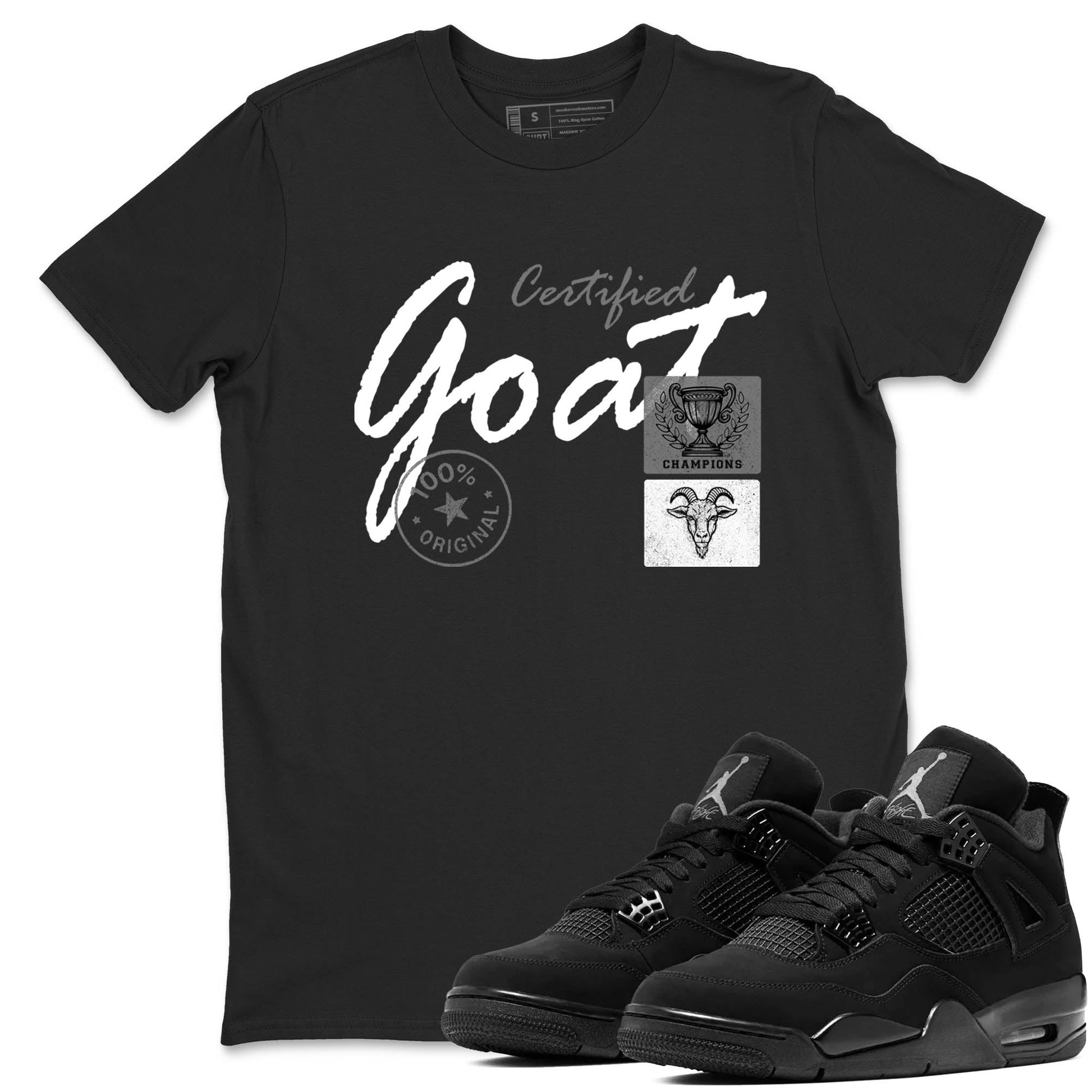 Best Sneakerfit graphic tee – Sneaker Tees To Match Air Jordan 4 Retro Black Cat Sneakers – Certified Goat Tee Black 1