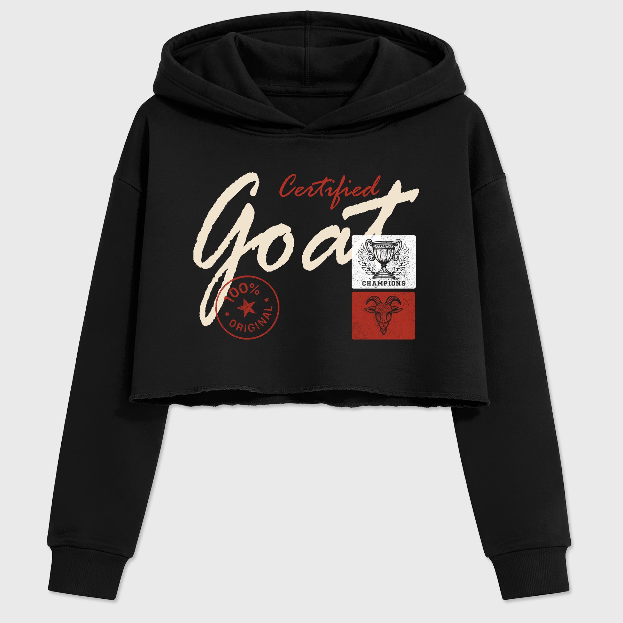 Certified Goat women’s crop tee designed to match the Air Jordan 4 Brick After Brick, featuring coordinated Black 2 options for a perfect streetwear vibe.
