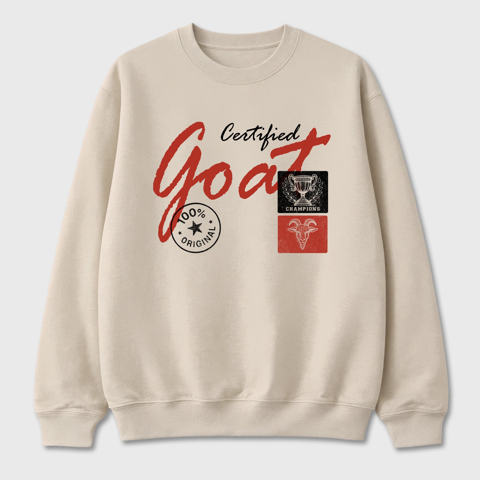 Certified Goat Graphic T-Shirt sneaker match tee designed for the Air Jordan 4 Brick After Brick, featuring coordinated color options for a perfect streetwear match. Natural 2 shirt.