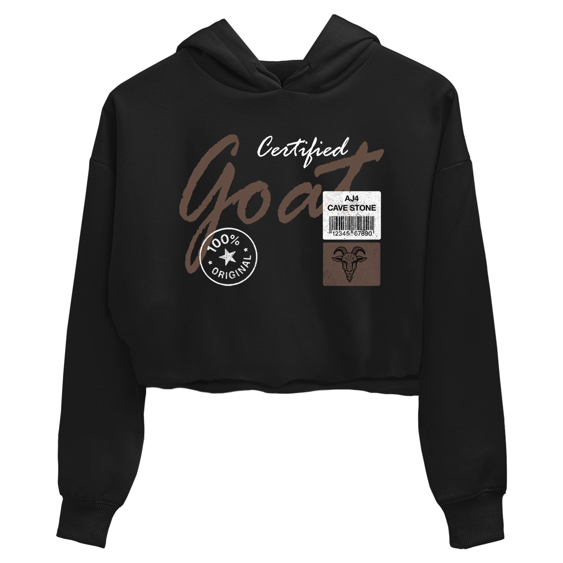 Sneaker match tees – Sneaker Tees To Match Air Jordan 4 Cave Stone Shoes – Certified Goat Crop T-Shirt Black 2