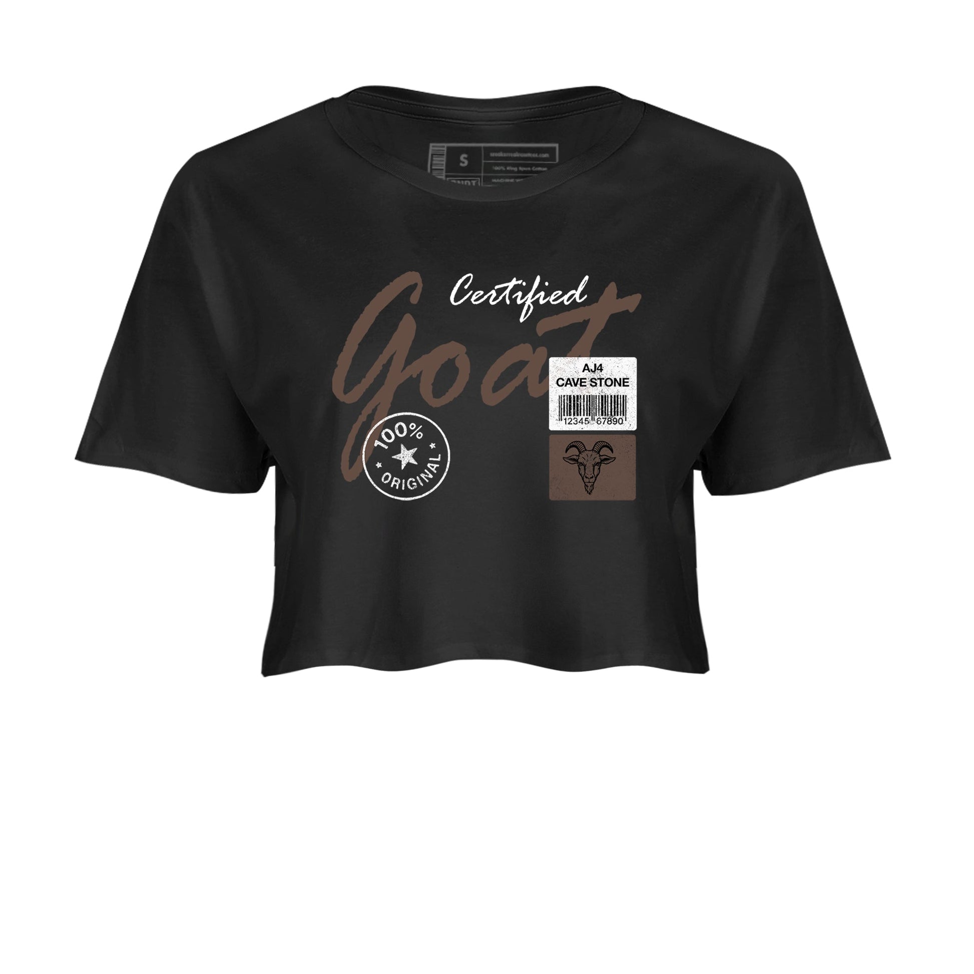 Sneaker match tees – Sneaker Tees To Match Air Jordan 4 Cave Stone Shoes – Certified Goat Crop T-Shirt Black 2