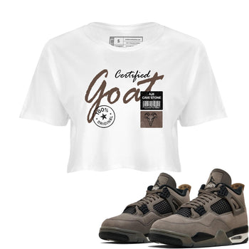Sneaker match tees – Sneaker Tees To Match Air Jordan 4 Cave Stone Shoes – Certified Goat Crop T-Shirt White 1