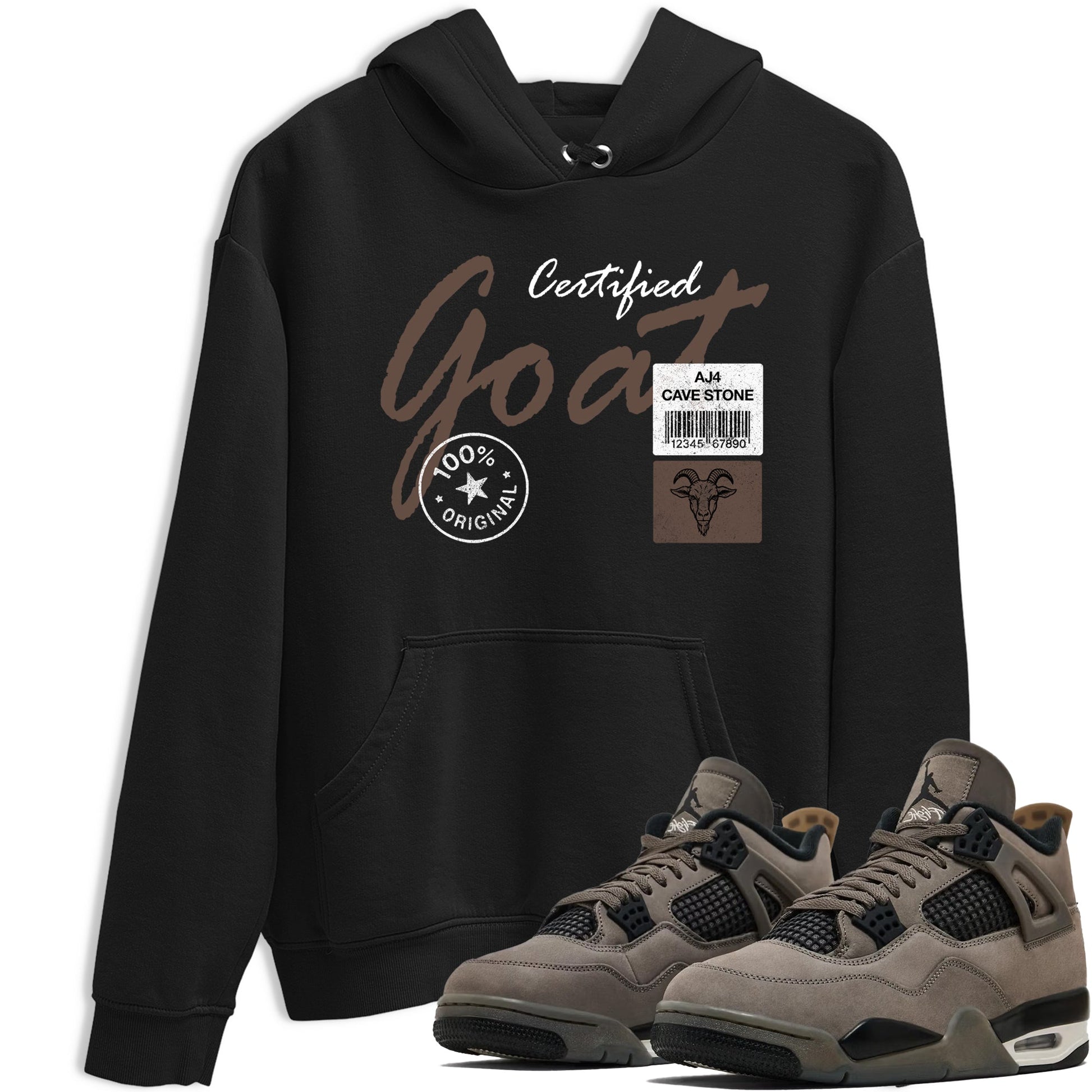 Sneaker match tees – Sneaker Tees To Match Air Jordan 4 Cave Stone Shoes – Certified Goat Tee Black 1