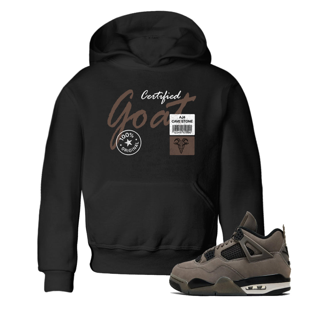 Sneaker match tees – Sneaker Tees To Match Air Jordan 4 Cave Stone Shoes – Certified Goat Kids T-Shirt Black 1