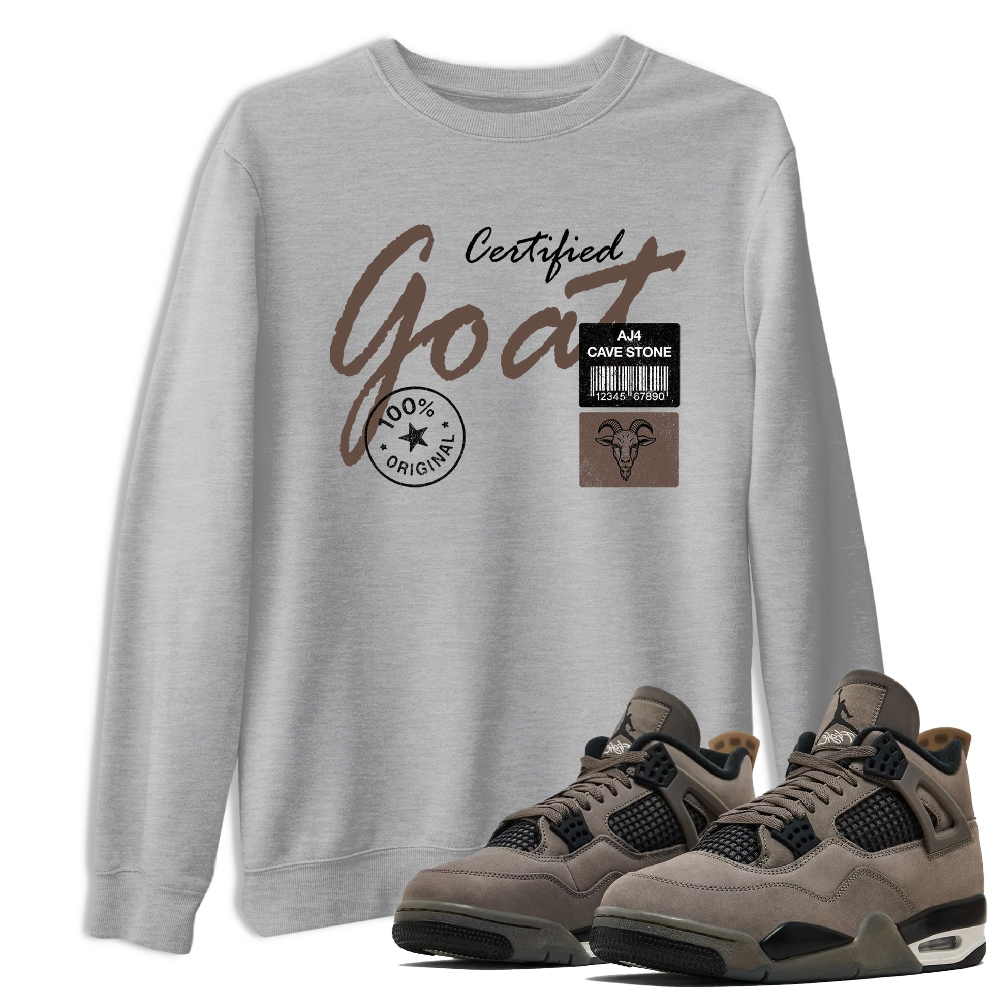 Sneaker match tees – Sneaker Tees To Match Air Jordan 4 Cave Stone Shoes – Certified Goat Tee Heather Grey 1
