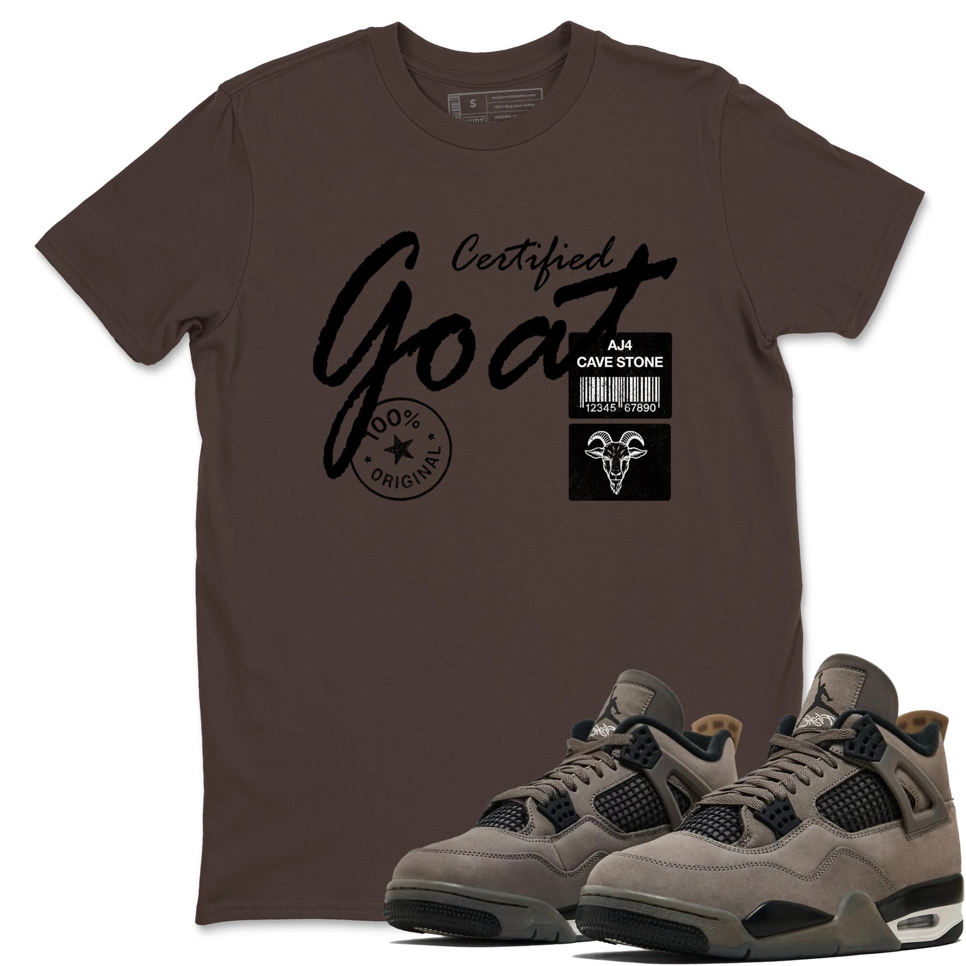 Sneaker match tees – Sneaker Tees To Match Air Jordan 4 Cave Stone Shoes – Certified Goat Tee Dark Chocolate 1