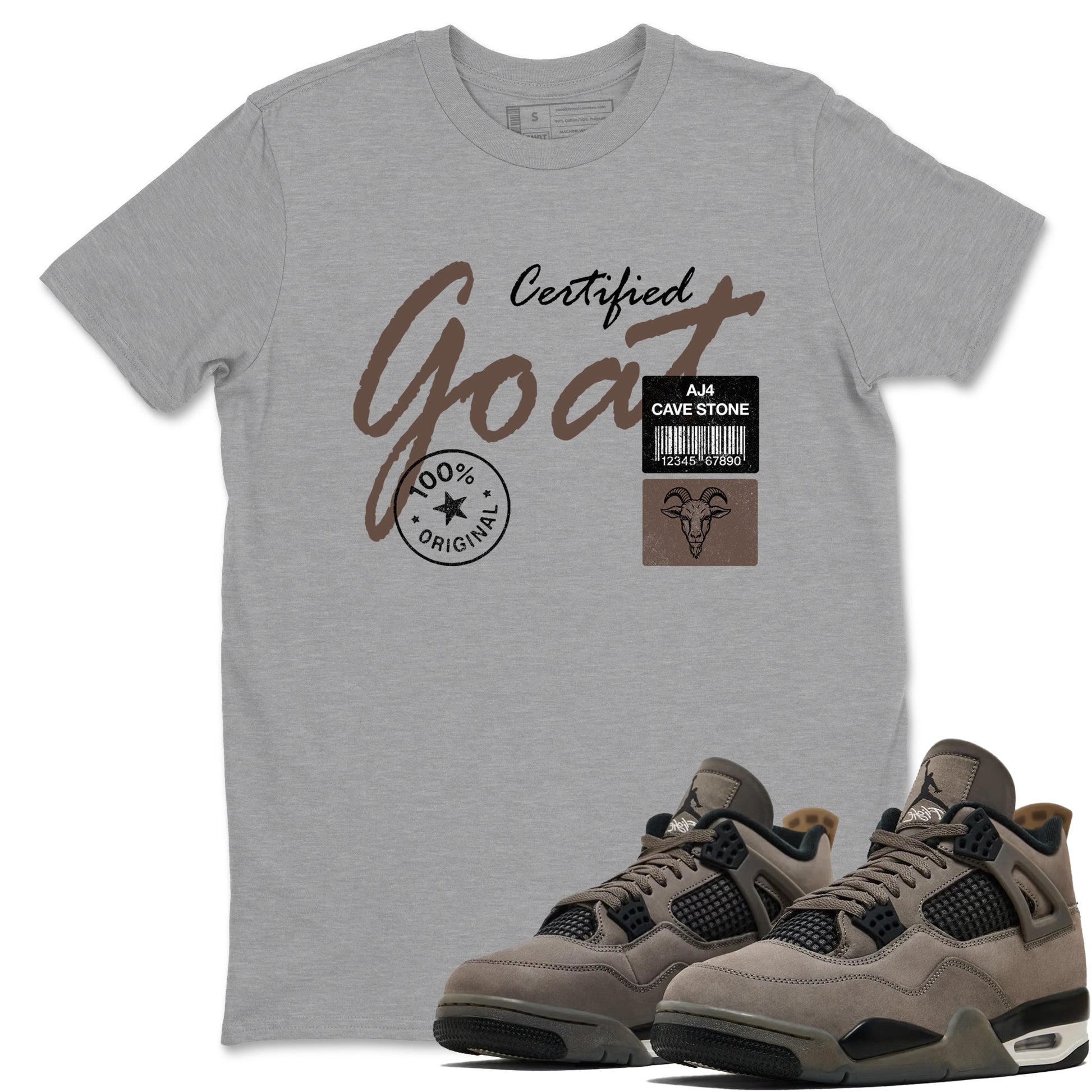 Sneaker match tees – Sneaker Tees To Match Air Jordan 4 Cave Stone Shoes – Certified Goat Tee Heather Grey 1