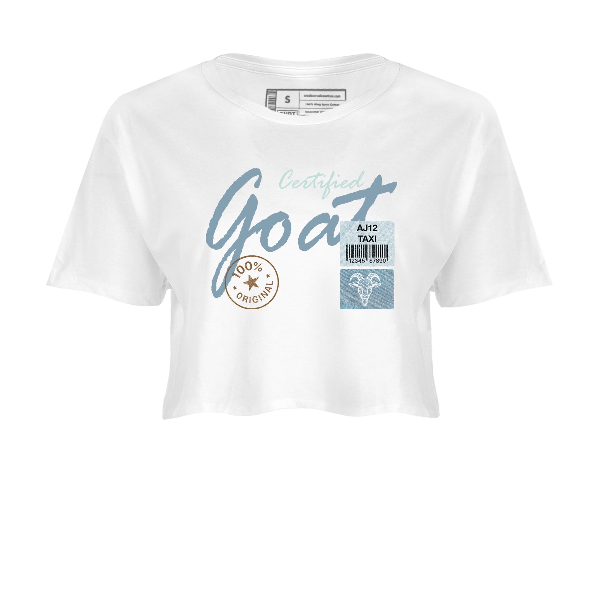 Sneaker match tees – Sneaker Tees To Match 4s Worn Blue Air Jordan 4 Denim Shoes – Certified Goat Crop T-Shirt White 2