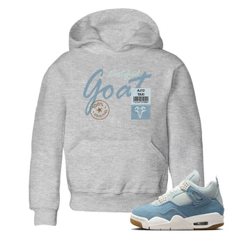 Sneaker match tees – Sneaker Tees To Match 4s Worn Blue Air Jordan 4 Denim Shoes – Certified Goat Kids T-Shirt Heather Grey 1
