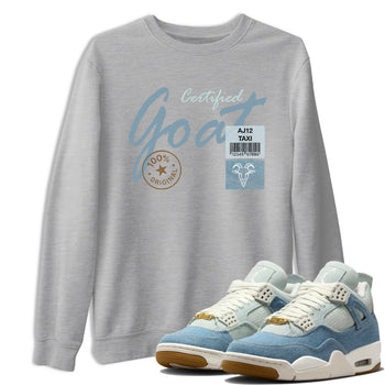 Sneaker match tees – Sneaker Tees To Match 4s Worn Blue Air Jordan 4 Denim Shoes – Certified Goat Tee Heather Grey 1