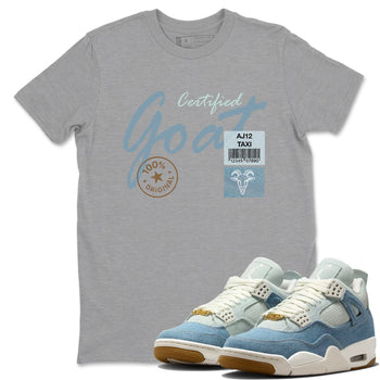 Sneaker match tees – Sneaker Tees To Match 4s Worn Blue Air Jordan 4 Denim Shoes – Certified Goat Tee Heather Grey 1