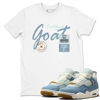 Sneaker match tees – Sneaker Tees To Match 4s Worn Blue Air Jordan 4 Denim Shoes – Certified Goat Tee White 1