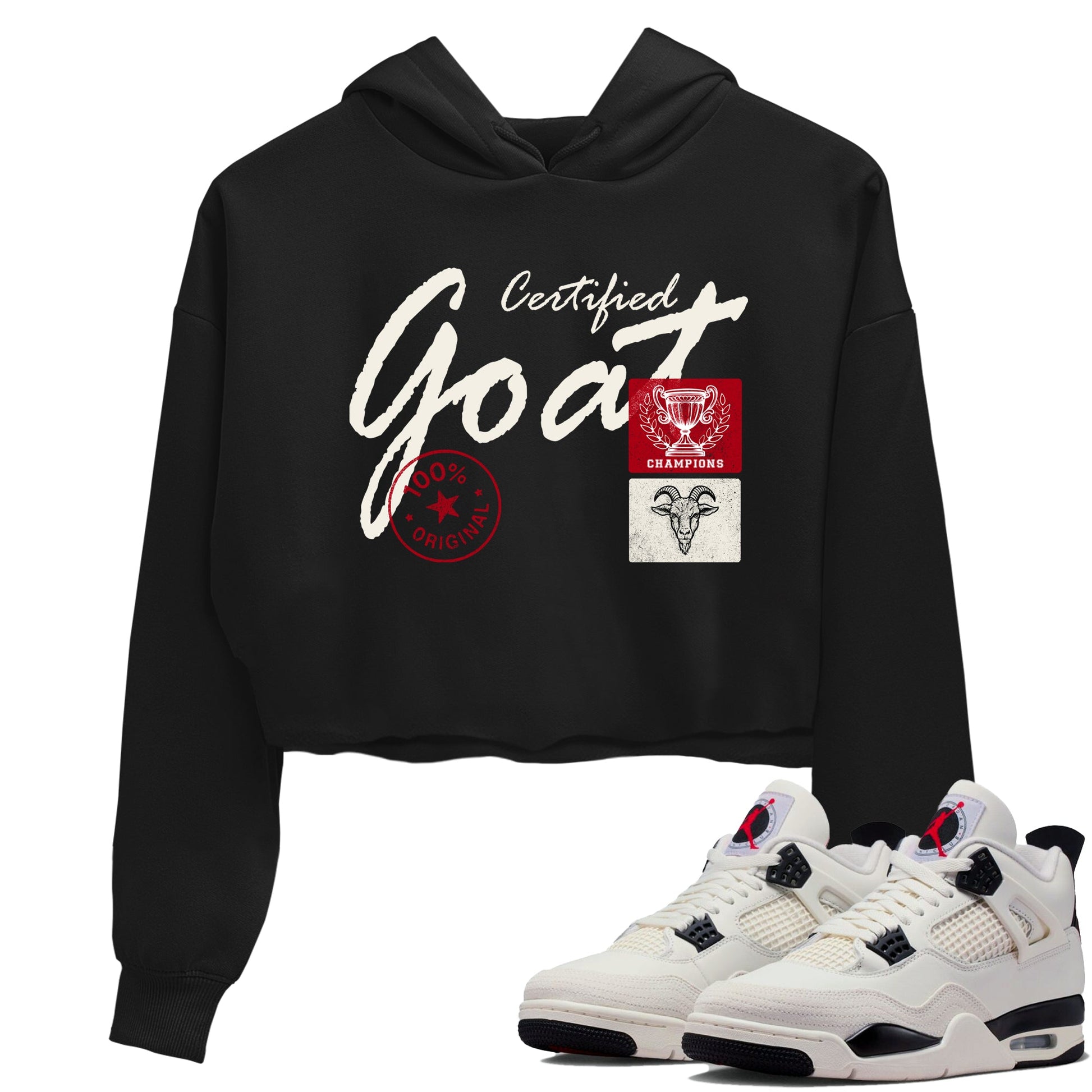 Sneaker match tees – Sneaker Tees To Match Air Jordan 4 Flight Club Shoes – Certified Goat Crop T-Shirt Black 1