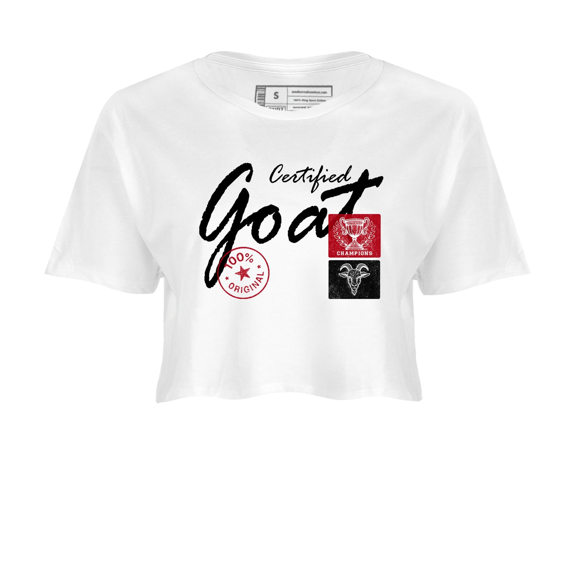 Sneaker match tees – Sneaker Tees To Match Air Jordan 4 Flight Club Shoes – Certified Goat Crop T-Shirt White 2