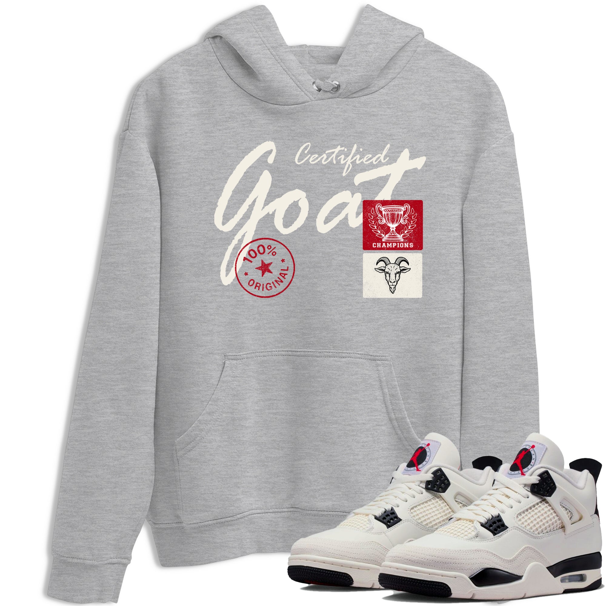 Sneaker match tees – Sneaker Tees To Match Air Jordan 4 Flight Club Shoes – Certified Goat Tee Heather Grey 1