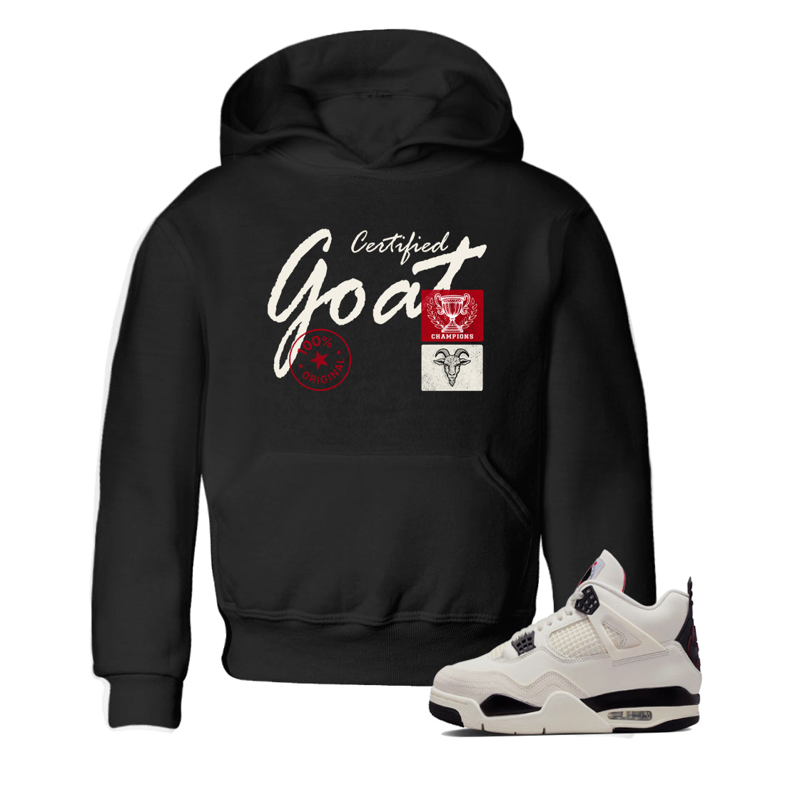 Sneaker match tees – Sneaker Tees To Match Air Jordan 4 Flight Club Shoes – Certified Goat Kids T-Shirt Black 1