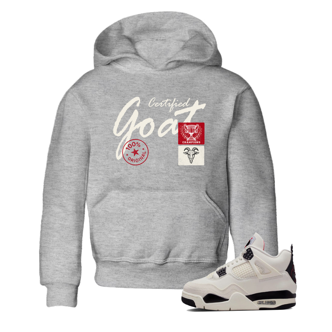Sneaker match tees – Sneaker Tees To Match Air Jordan 4 Flight Club Shoes – Certified Goat Kids T-Shirt Heather Grey 1