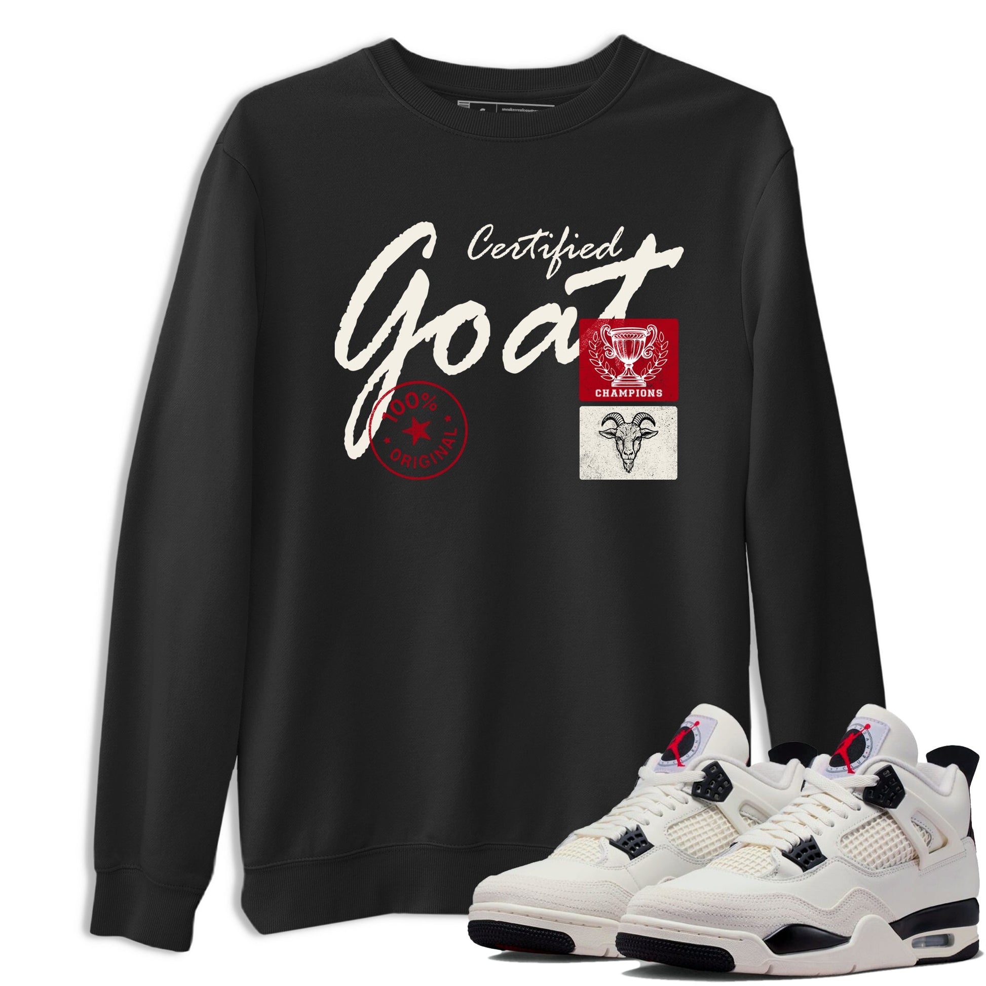 Sneaker match tees – Sneaker Tees To Match Air Jordan 4 Flight Club Shoes – Certified Goat Tee Black 1