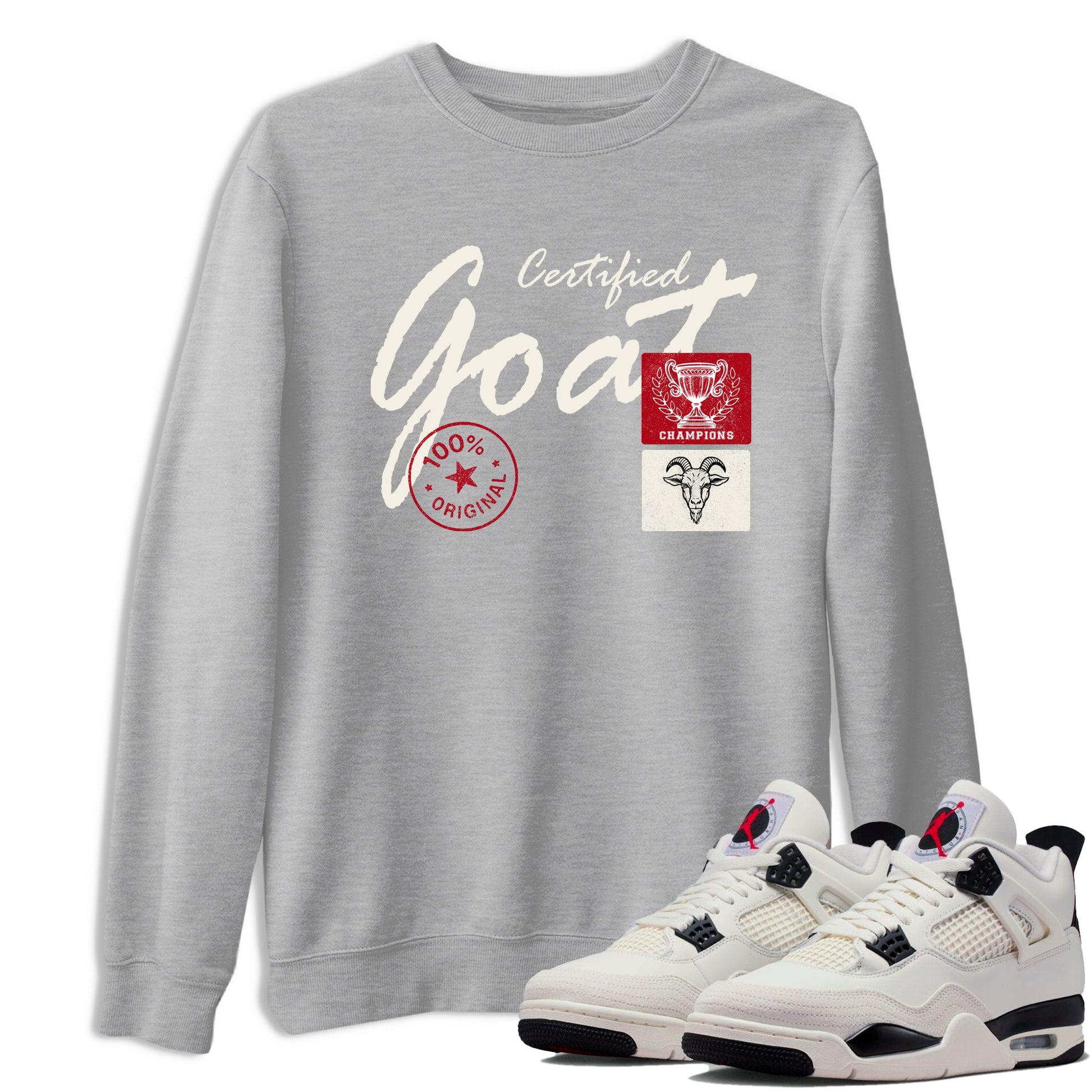 Sneaker match tees – Sneaker Tees To Match Air Jordan 4 Flight Club Shoes – Certified Goat Tee Heather Grey 1