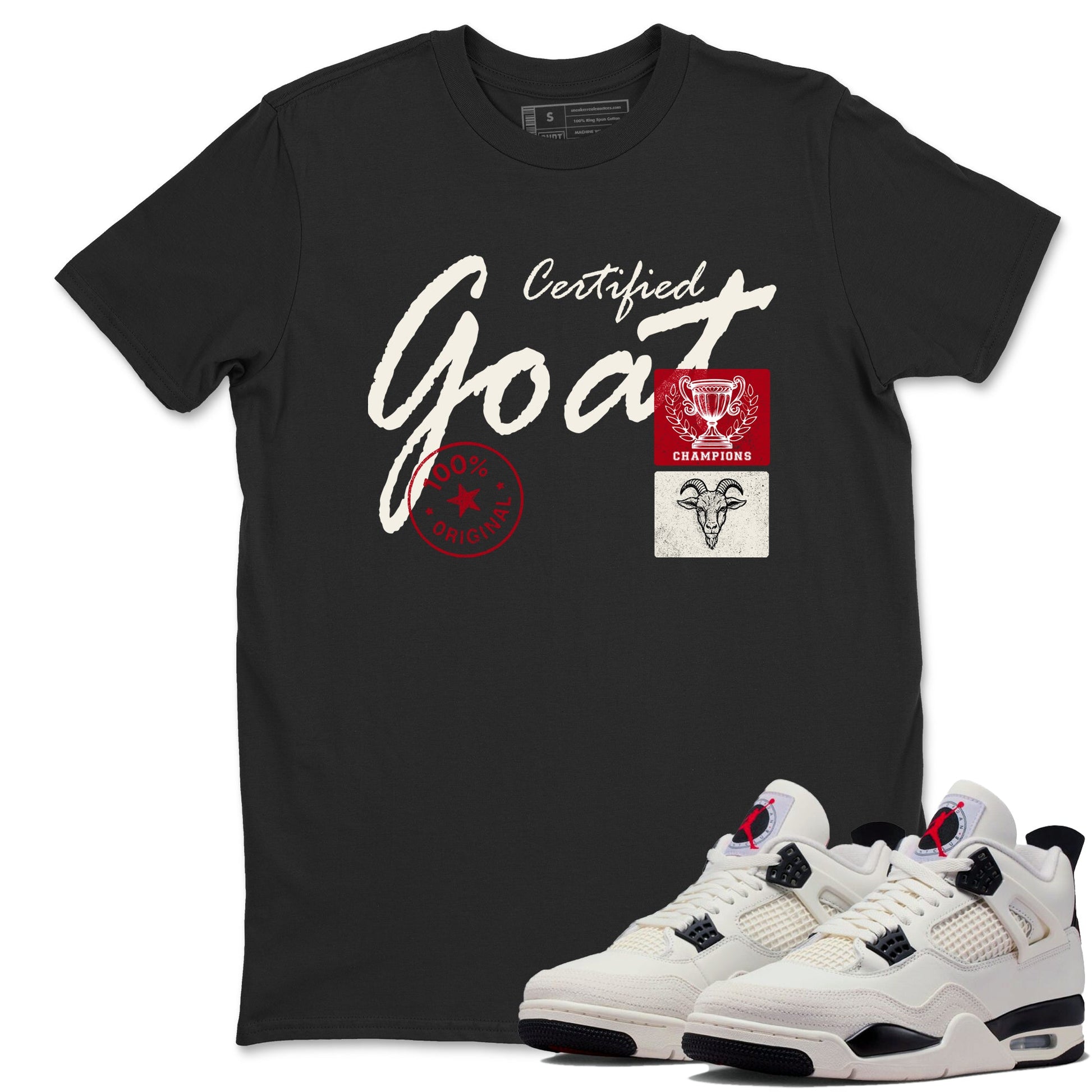 Sneaker match tees – Sneaker Tees To Match Air Jordan 4 Flight Club Shoes – Certified Goat Tee Black 1