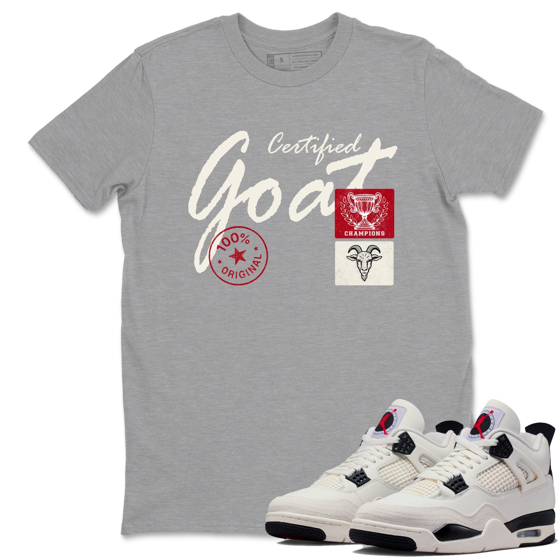 Sneaker match tees – Sneaker Tees To Match Air Jordan 4 Flight Club Shoes – Certified Goat Tee Heather Grey 1