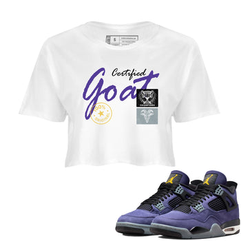 Sneaker match tees – Sneaker Tees To Match Air Jordan 4 Lakeshow Shoes – Certified Goat Crop T-Shirt White 1