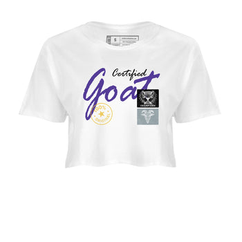 Sneaker match tees – Sneaker Tees To Match Air Jordan 4 Lakeshow Shoes – Certified Goat Crop T-Shirt White 2
