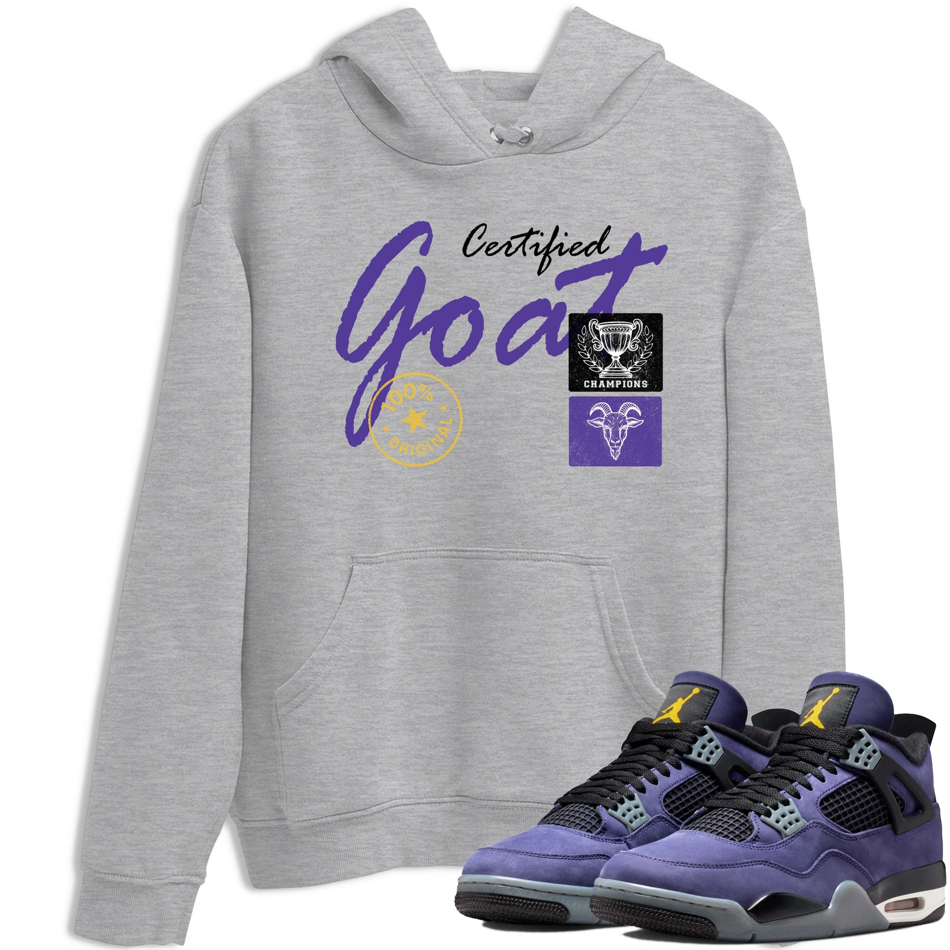 Sneaker match tees – Sneaker Tees To Match Air Jordan 4 Lakeshow Shoes – Certified Goat Tee Heather Grey 1