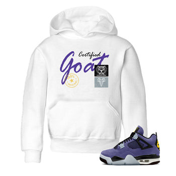 Sneaker match tees – Sneaker Tees To Match Air Jordan 4 Lakeshow Shoes – Certified Goat Kids T-Shirt White 1
