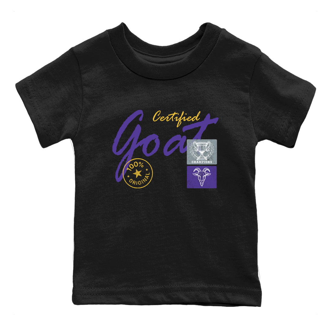 Sneaker match tees – Sneaker Tees To Match Air Jordan 4 Lakeshow Shoes – Certified Goat Kids T-Shirt Black 2