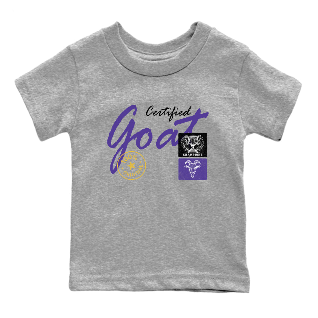 Sneaker match tees – Sneaker Tees To Match Air Jordan 4 Lakeshow Shoes – Certified Goat Kids T-Shirt Heather Grey 2