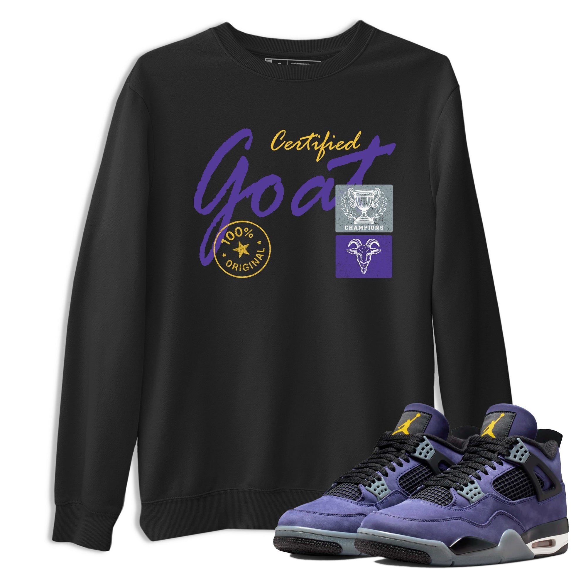 Sneaker match tees – Sneaker Tees To Match Air Jordan 4 Lakeshow Shoes – Certified Goat Tee Black 1