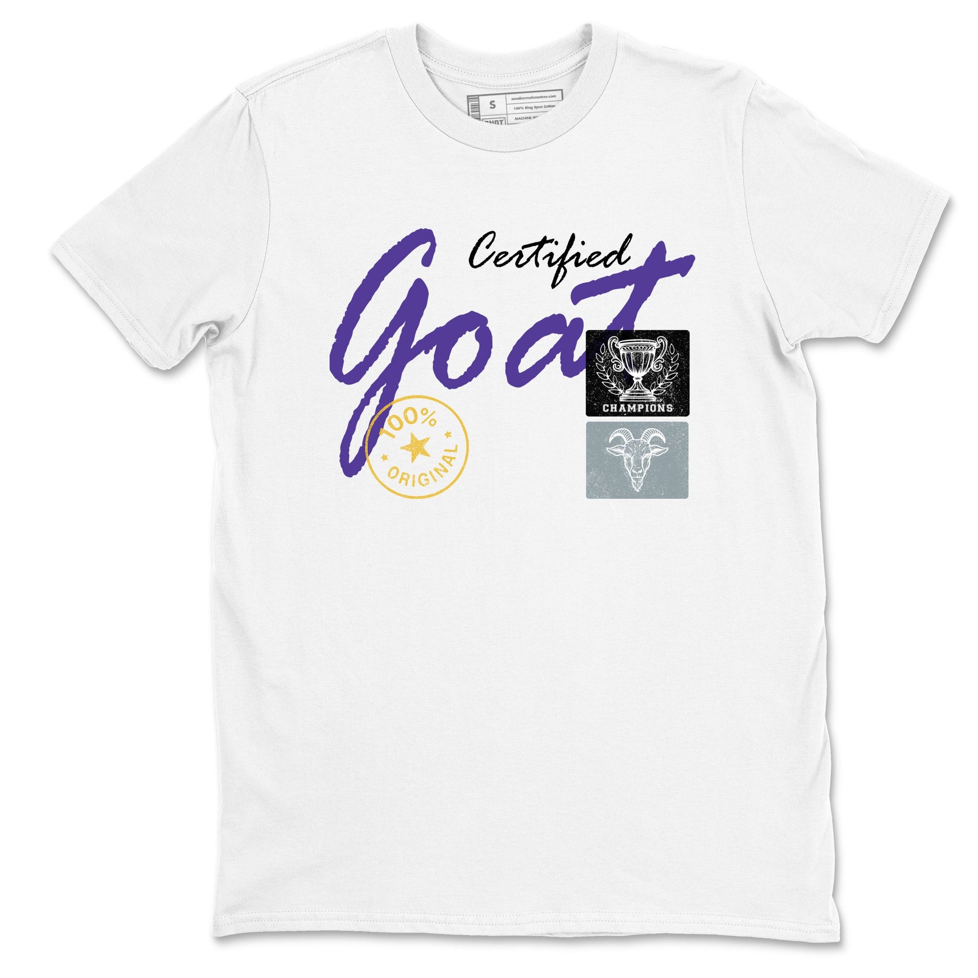 Sneaker match tees – Sneaker Tees To Match Air Jordan 4 Lakeshow Shoes – Certified Goat Tee White 2